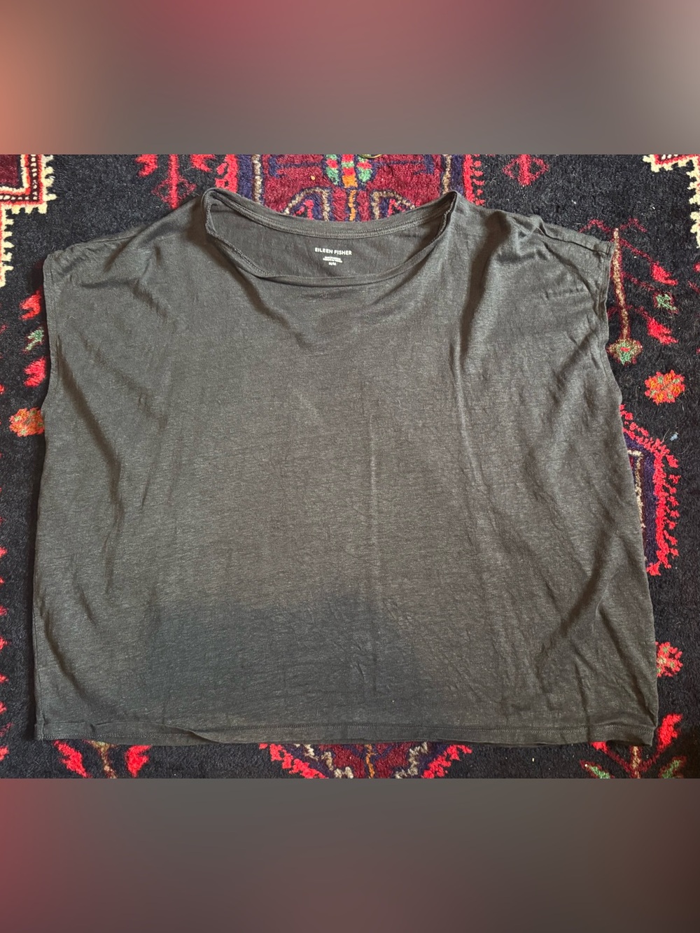 Eileen Fisher Charcoal Boxy Short Sleeve Tee